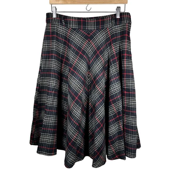 Mono B Dresses & Skirts - MONO B Plaid Skirt Womens L Wool Blend Classic Preppy Minimalist Winter Fall